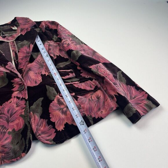 Caribbean Joe Floral Velvet Blazer 12P Pink Jacket Indie Preppy Colorful - Picture 7 of 13